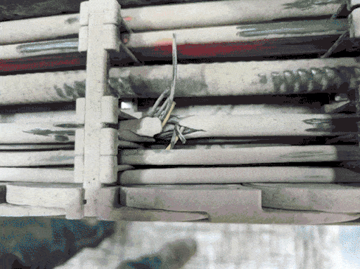 Animation showing damaged cables on a stone cutting CNC and working cutter after repair by MCI Electronics.