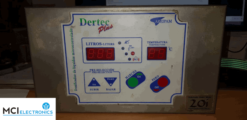 Animation showing damage from water ingress to control panel repaired by MCI Electronics.