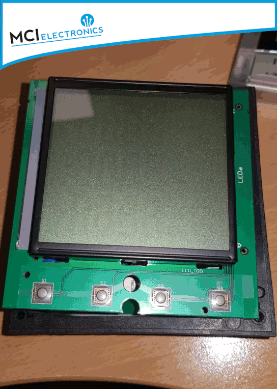 Energy monitor damaged by surge and repaired by MCI Electronics.