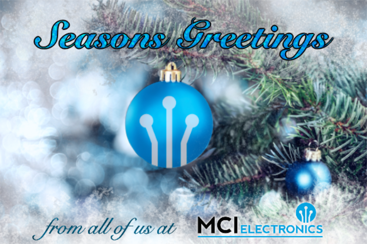 MCI Christmas bauble hanging from a tree