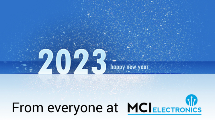 MCI Electronics logo animation celebrating New Year