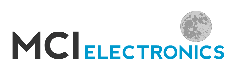 MCI Electronics logo animation celebrating the launch of Apollo 11.