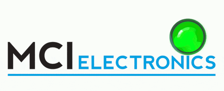 MCI Electronics logo with animated traffic lights.