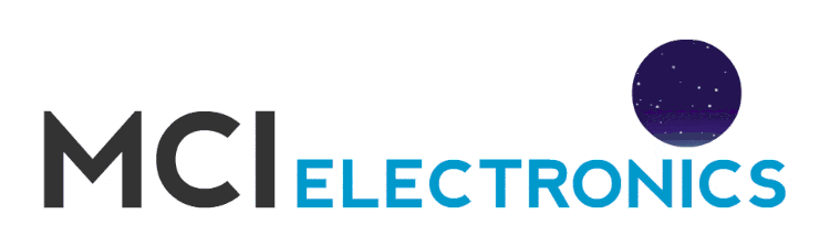 MCI Electronics logo with animation of the Perseid meteor shower.