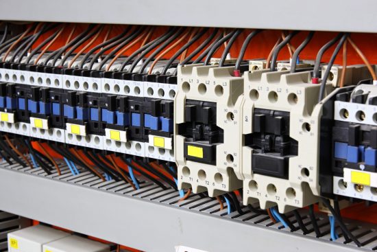 Neatly arranged cables in electrical control panel Neatly arranged cables in electrical control panel.