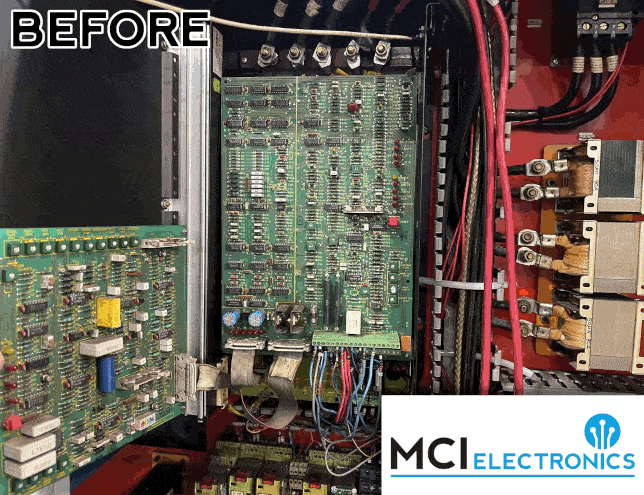Animation showing the before and after repair of a bag maker machine control.