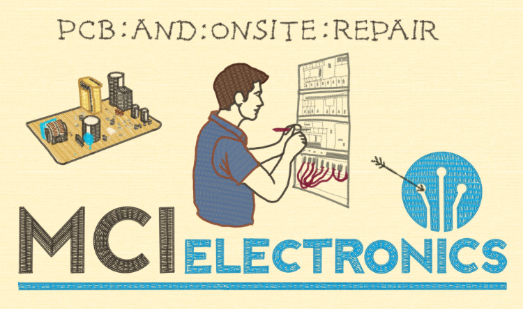 MCI Electronics log image in the style of the Bayeux Tapestry.