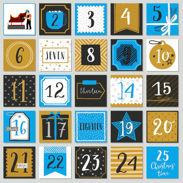 Animation of an advent calendar opening days 2 to 8.