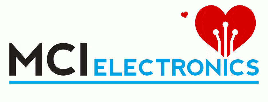 MCI Electronics logo animation of a beating heart celebrating Valentine's Day