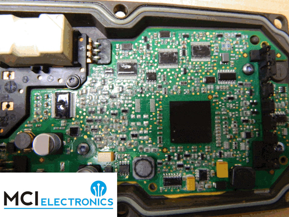 Animation showing the before and after repair of a vehicle ECU circuit board.