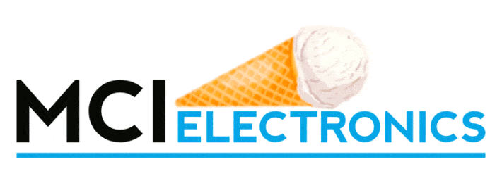MCI Electronics logo animation celebrating the invention of the waffle cone.